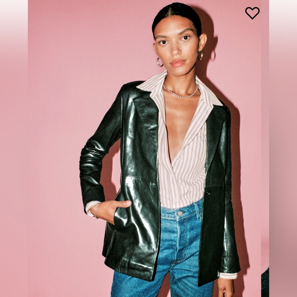 Reformation Veda Bowery Black Leather Blazer - NWT!